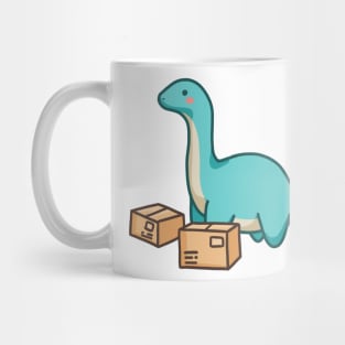 Cute dino long neck with package, dinosaur Mug